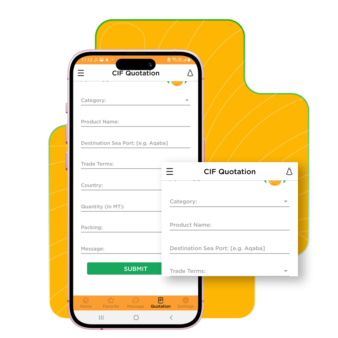 MBLion Oleo App CIF quotation request form for palm oil and oleochemical product trading